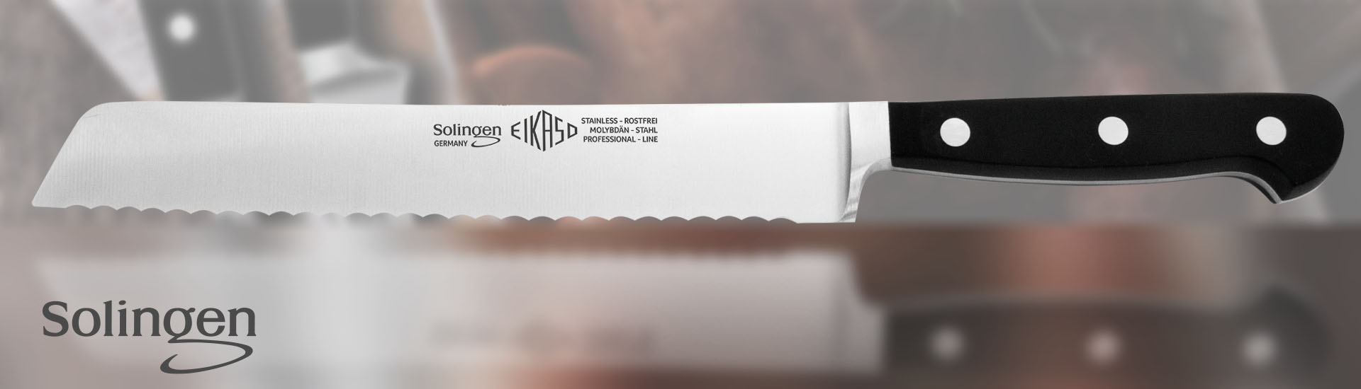 Original Eikaso Solingen Brotmesser mit Welle Geschmiedet Gastro-Serie 20cm