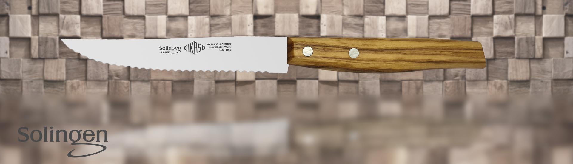 Original Eikaso Solingen Steakmesser mit Welle und Holzgriff 11cm