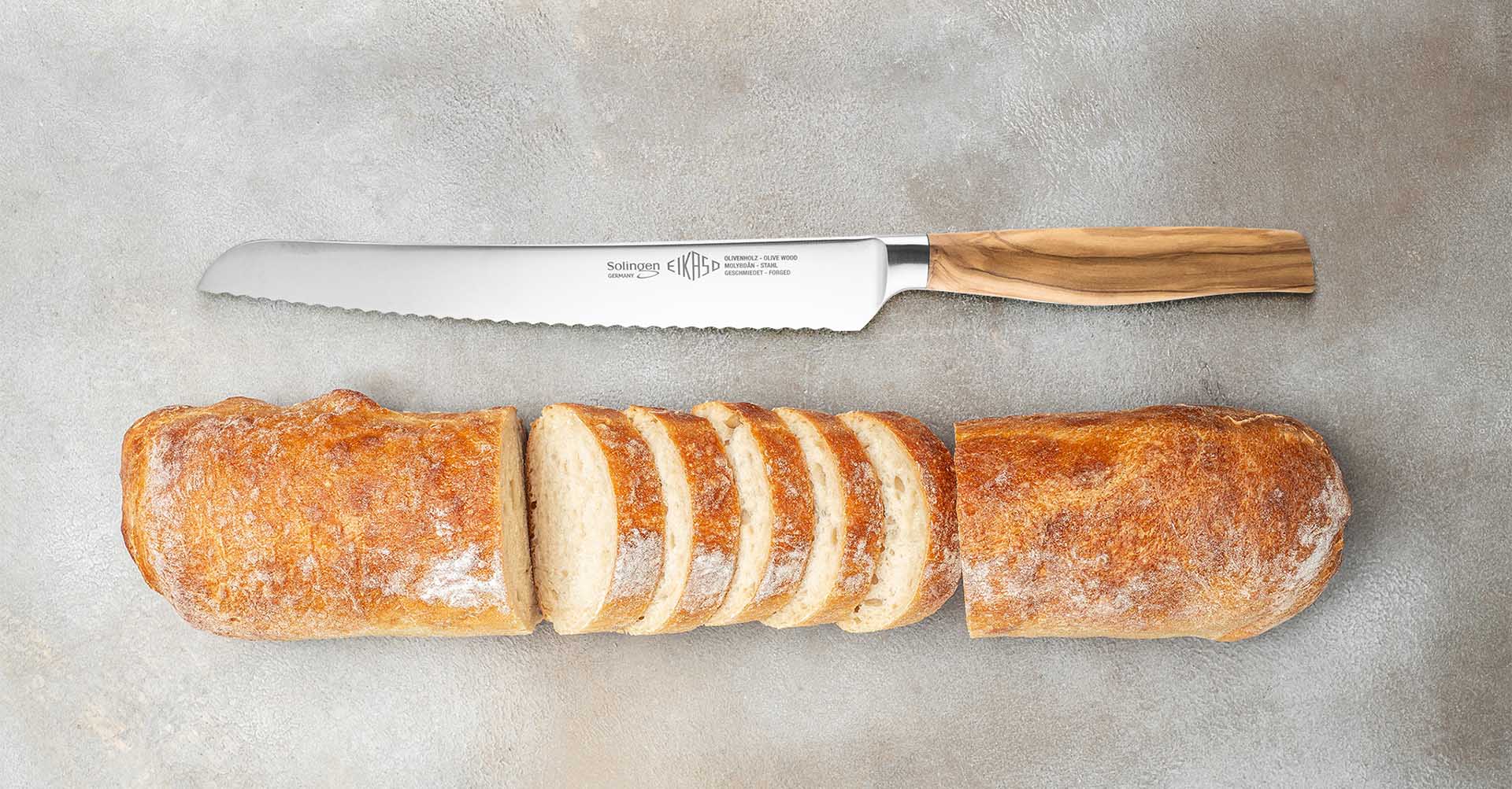 Eikaso Brotmesser 22cm geschmiedet mit Olivenholzgriff